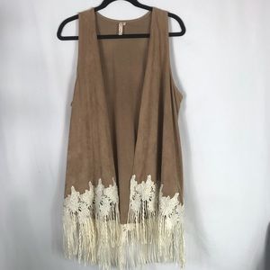 Red Camel faux suede n lace vest